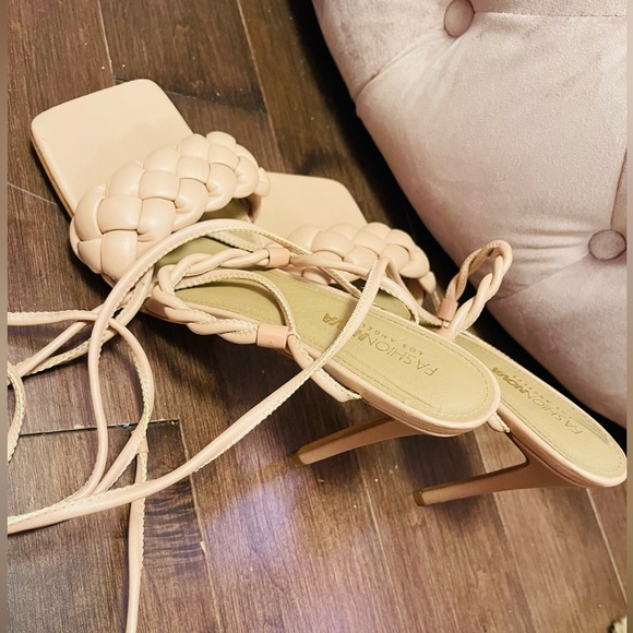 Square Toe Lace Up Stilettos - Picture 3 of 5